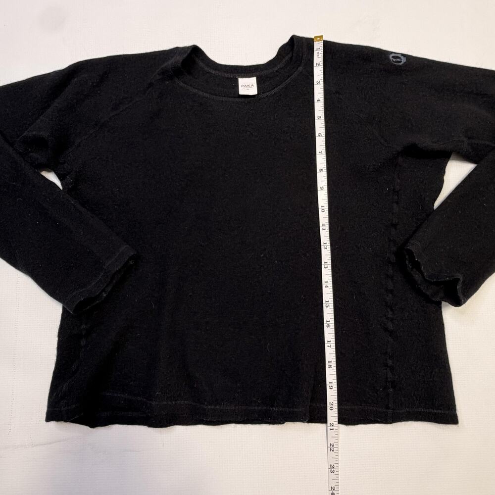 Paka Sweater Womens XL Black Royal Alpaca Merino Crewneck Thumbholes Pullover - Picture 6 of 11